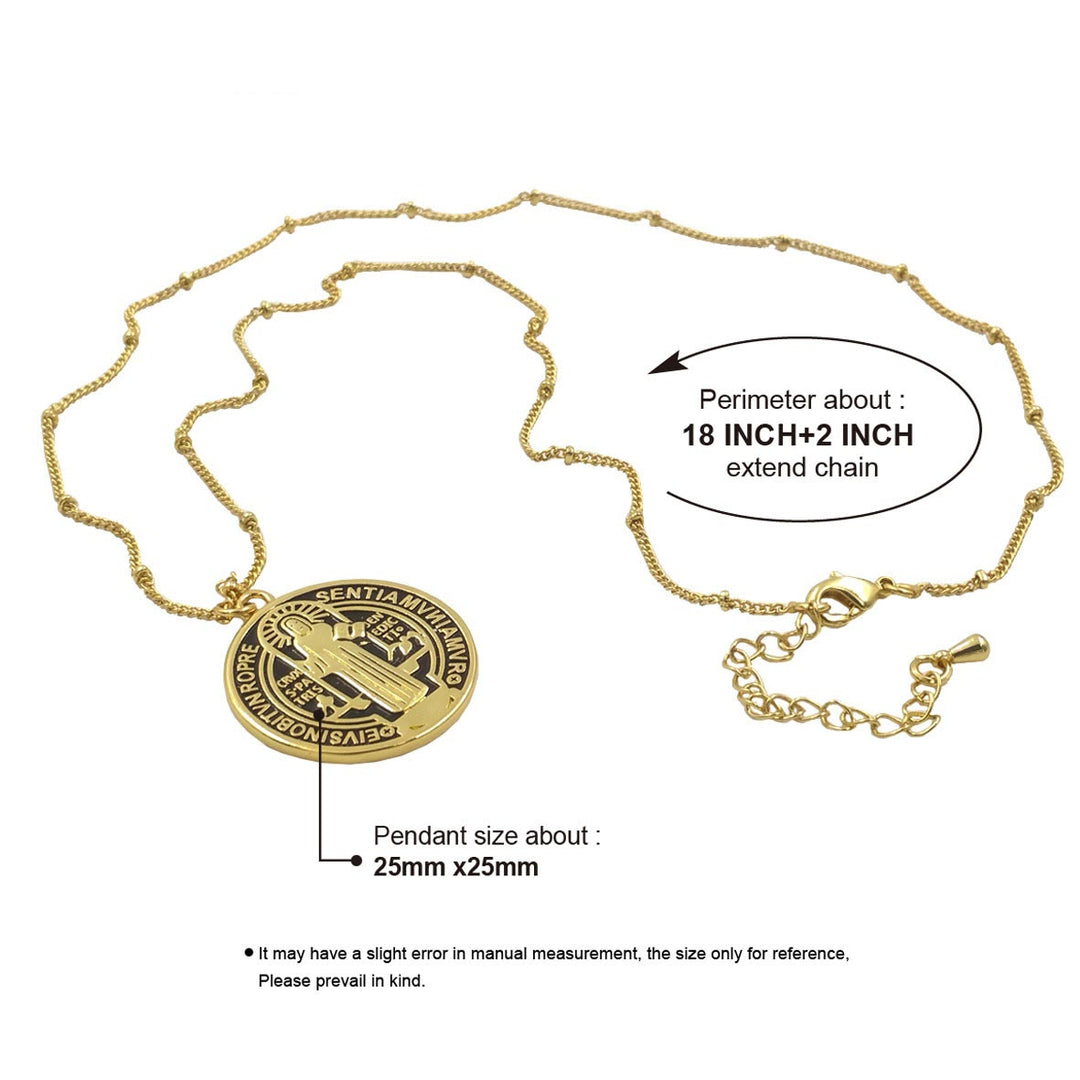 Christianartworkshop Refined Style St. Benedict Gold Plated Brass Pendant Necklace - image 9