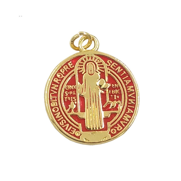 Christianartworkshop Refined Style St. Benedict Gold Plated Brass Pendant Necklace - Red - image 4