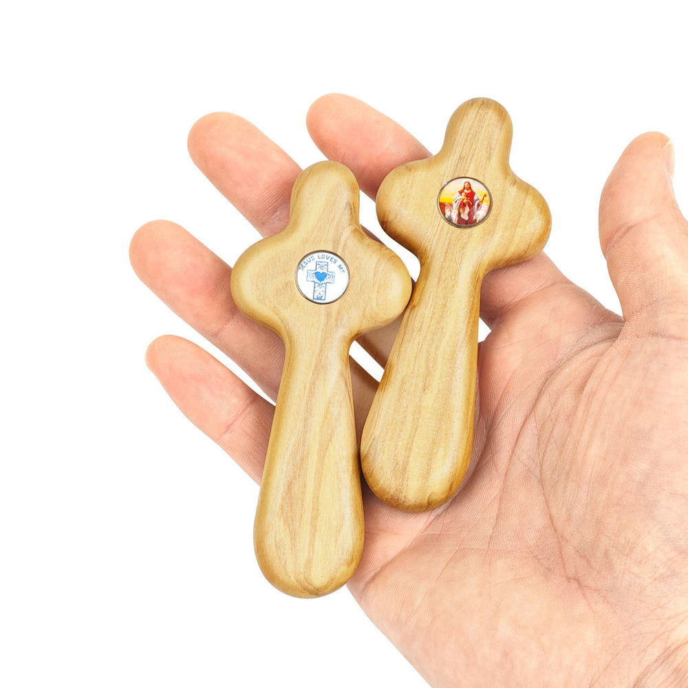 Christian Art Creative Style Olive Wood Handheld Cross Prayer Tool - image 2