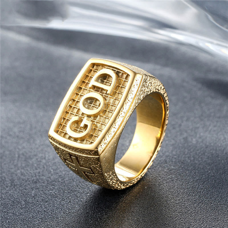 Christianartworkshop Retro Heavy Style GOD Divine Devotion Pattern Alloy Ring(3 color) - Golden - AU Size Z（US 13） - image 2