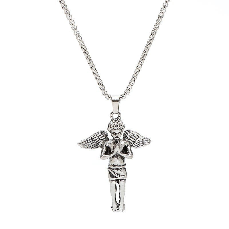Christianartworkshop Retro Hip-hop Style Short Wings Angel Alloy Pendant Necklace - image 4
