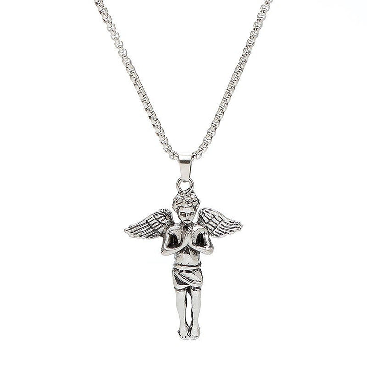 Christianartworkshop Retro Hip-hop Style Short Wings Angel Alloy Pendant Necklace - image 4