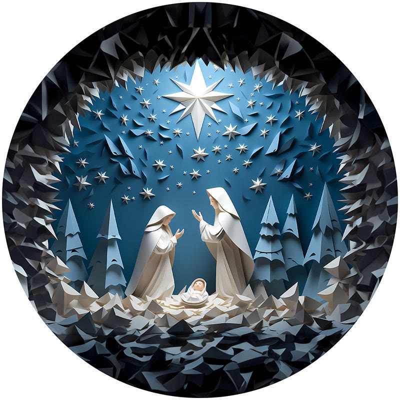 Christianartworkshop Blue Series 10 Styles Nativity Festive Decor Hanging Ornaments H - Nativity Scene - image 0