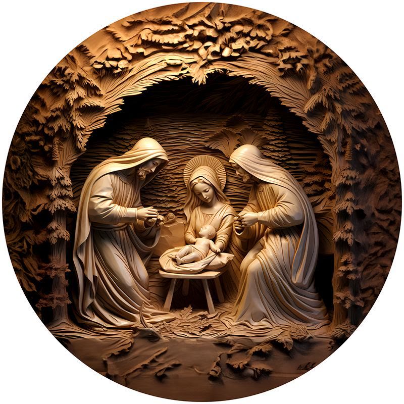 Christianartworkshop Brown Series 8 Styles Christ Nativity Festive Decor Hanging Ornaments C - Nativity Scene - image 0