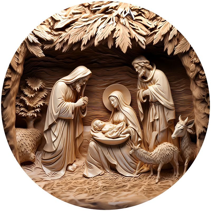 Christianartworkshop Brown Series 8 Styles Christ Nativity Festive Decor Hanging Ornaments E - Nativity Scene - image 0