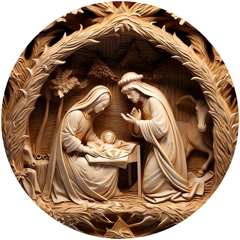 Christianartworkshop Brown Series 8 Styles Christ Nativity Festive Decor Hanging Ornaments H - Nativity Scene - image 0