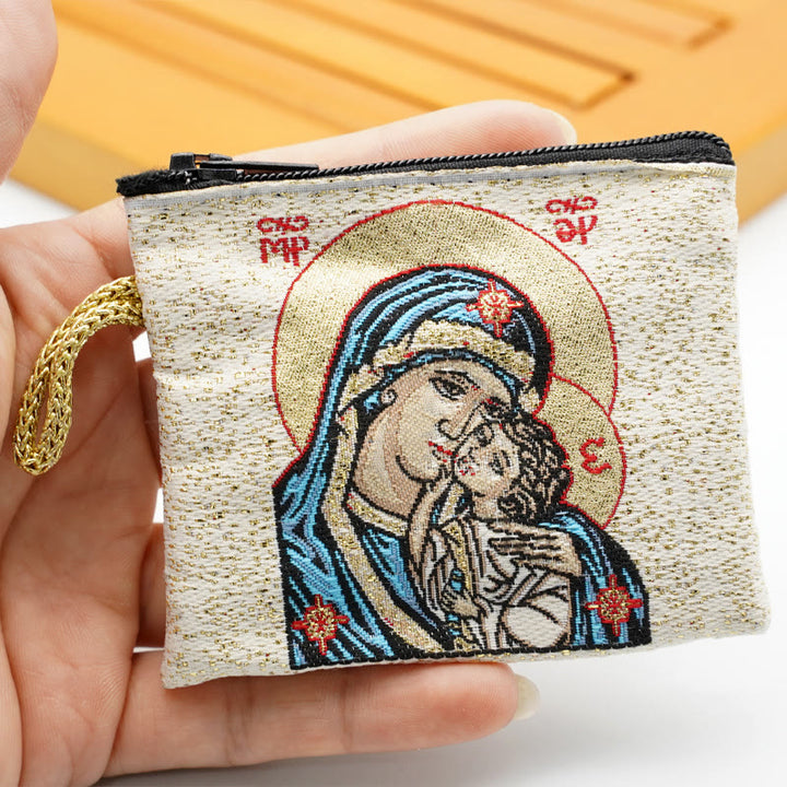 Christianartworkshop Retro Classic Style Holy Saint Icon Cotton Double-sided Pattern Jewelry Pouches - Style B - image 4