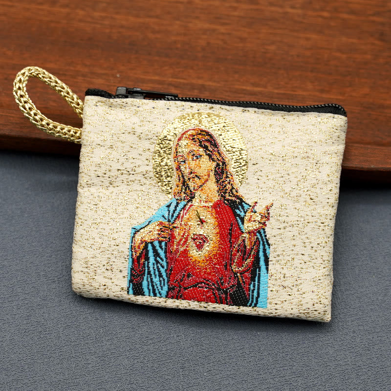 Christianartworkshop Retro Classic Style Holy Saint Icon Cotton Double-sided Pattern Jewelry Pouches - image 2