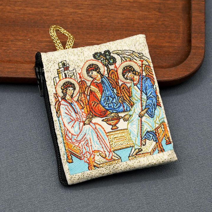 Christianartworkshop Retro Classic Style Holy Saint Icon Cotton Double-sided Pattern Jewelry Pouches - Style A - image 3