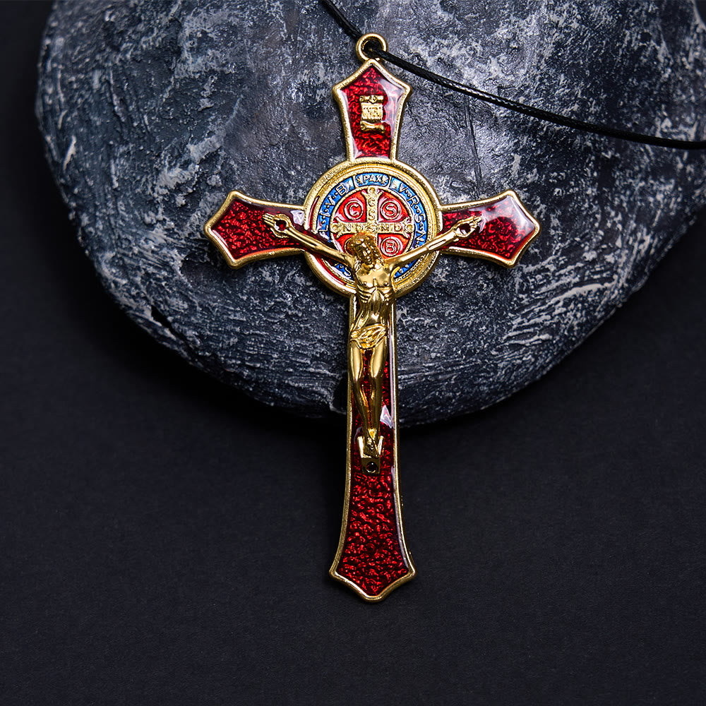Christianartworkshop Classic Style Red/Blue Crafted Crucifix Big Size Pendant Necklace(5 color) - image 1