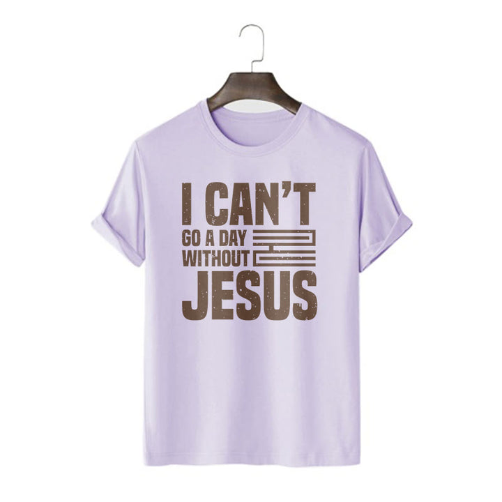 Christianartworkshop Quotation Style I Can't Go a Day Without Jesus Statement Short Sleeve T-shirt - Purple - 2XL - image 15