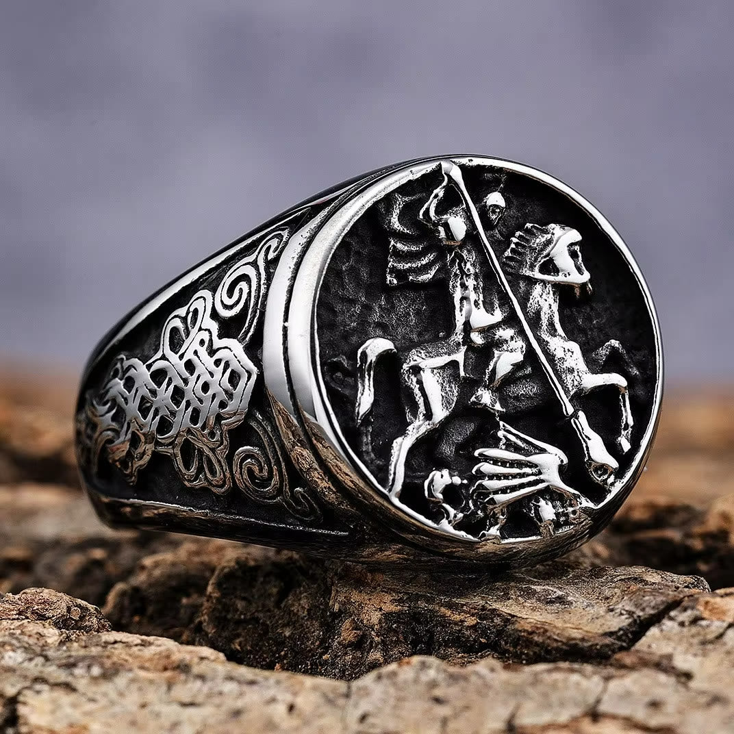 Christianartworkshop Classic Retro Style St. George Dargon Figurine Alloy Ring - AU Size Z（US 13） - image 0