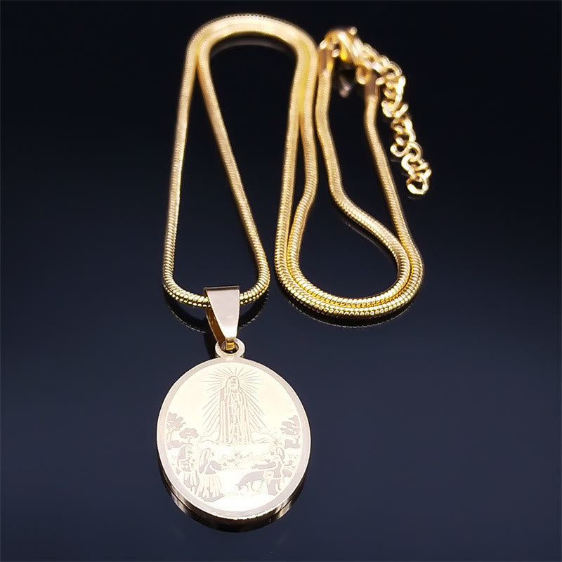 Christianartworkshop Classic Style Our Lady of Fatima Pendant Crafted Blessing Necklace - image 3