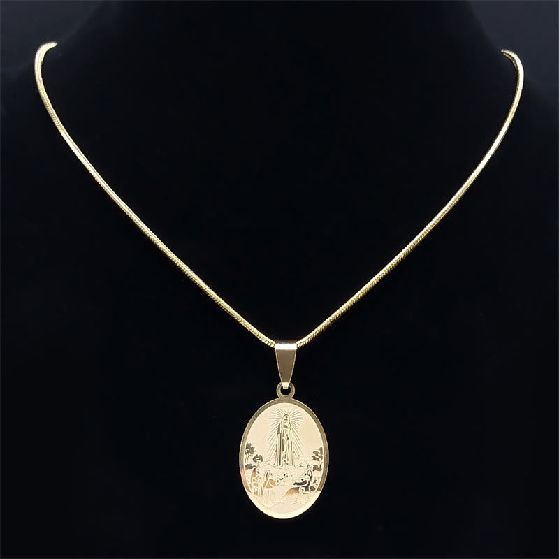 Christianartworkshop Classic Style Our Lady of Fatima Pendant Crafted Blessing Necklace - image 2