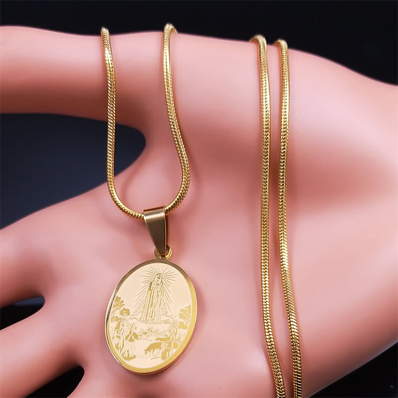 Christianartworkshop Classic Style Our Lady of Fatima Pendant Crafted Blessing Necklace - image 5