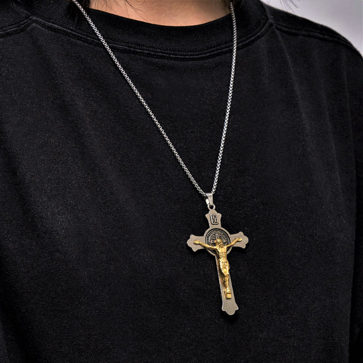 Christianartworkshop Classic Style St. Benedict Icon Jesus Crucifix Alloy Pendant Necklace - image 5