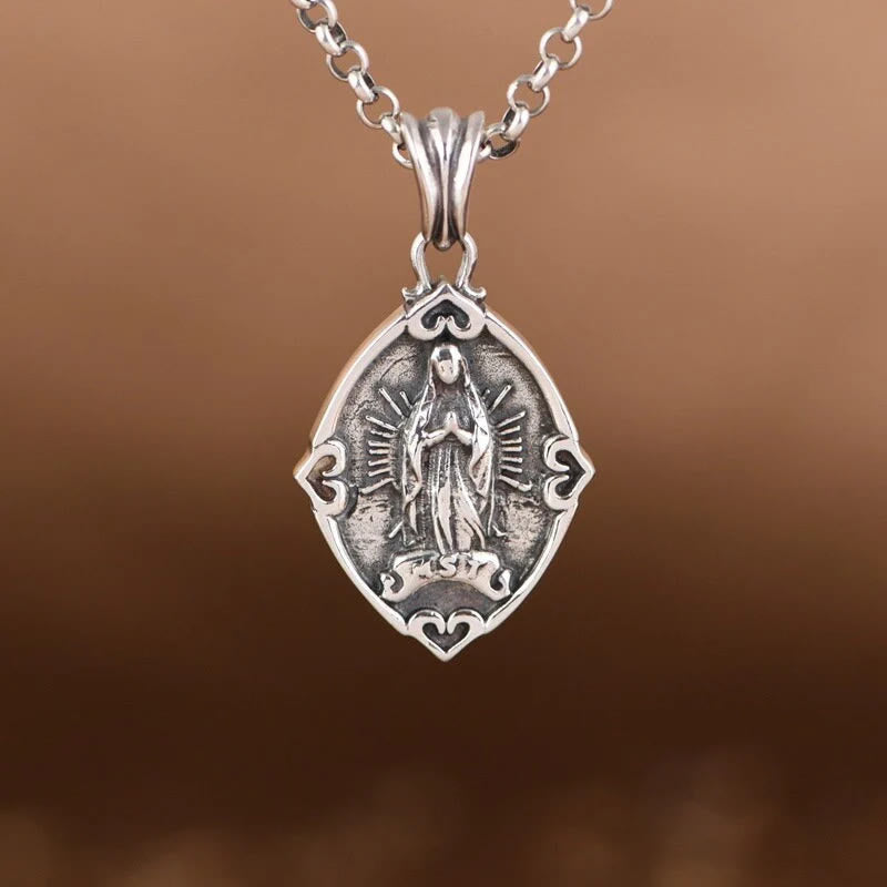 Christianartworkshop Retro Style Crafted Our Lady of Guadalupe Sterling Silver Pendant Necklace - image 4
