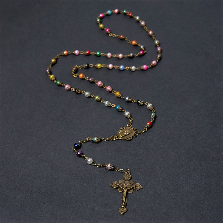 Christianartworkshop Our Lady of Fátima & Crucifix of 6 mm Round Multicolor Acrylic Alloy Chain Rosary - image 2