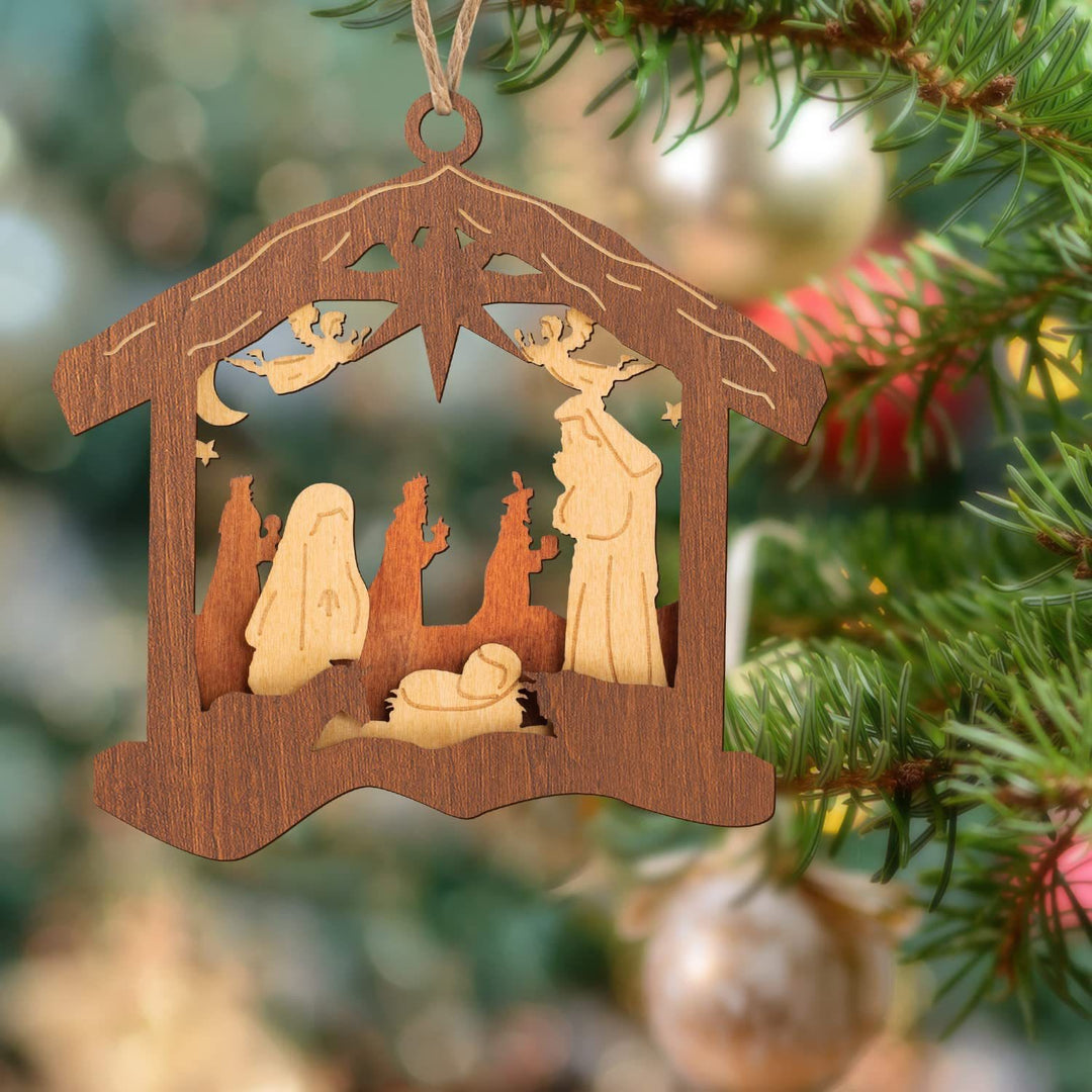 Christianartworkshop Classic Minimalist Style Nativity Scene Pendant Christmas Nativity Hanging Ornaments - Nativity Scene - image 0