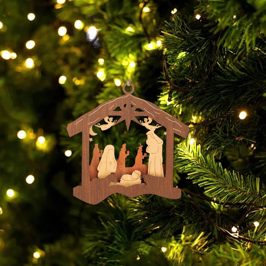 Christianartworkshop Classic Minimalist Style Nativity Scene Pendant Christmas Nativity Hanging Ornaments - image 5