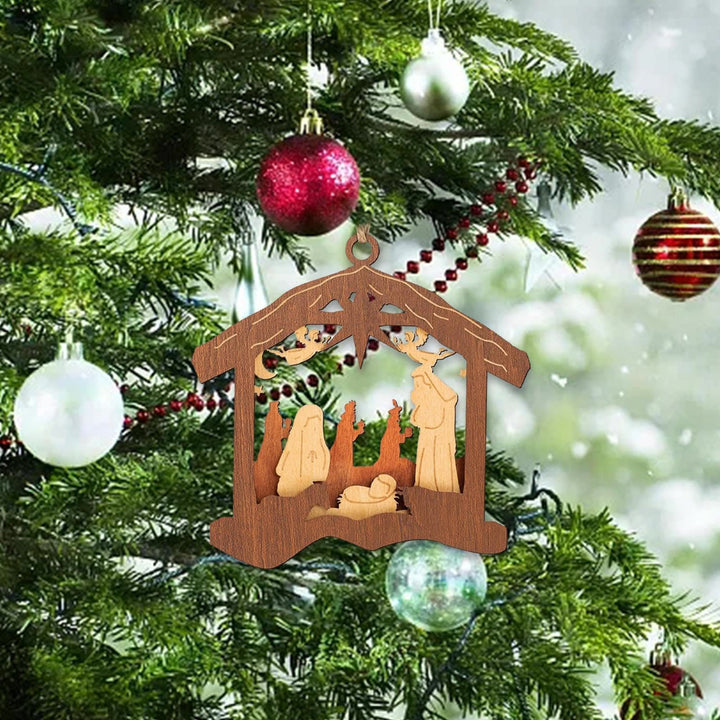 Christianartworkshop Classic Minimalist Style Nativity Scene Pendant Christmas Nativity Hanging Ornaments - image 2