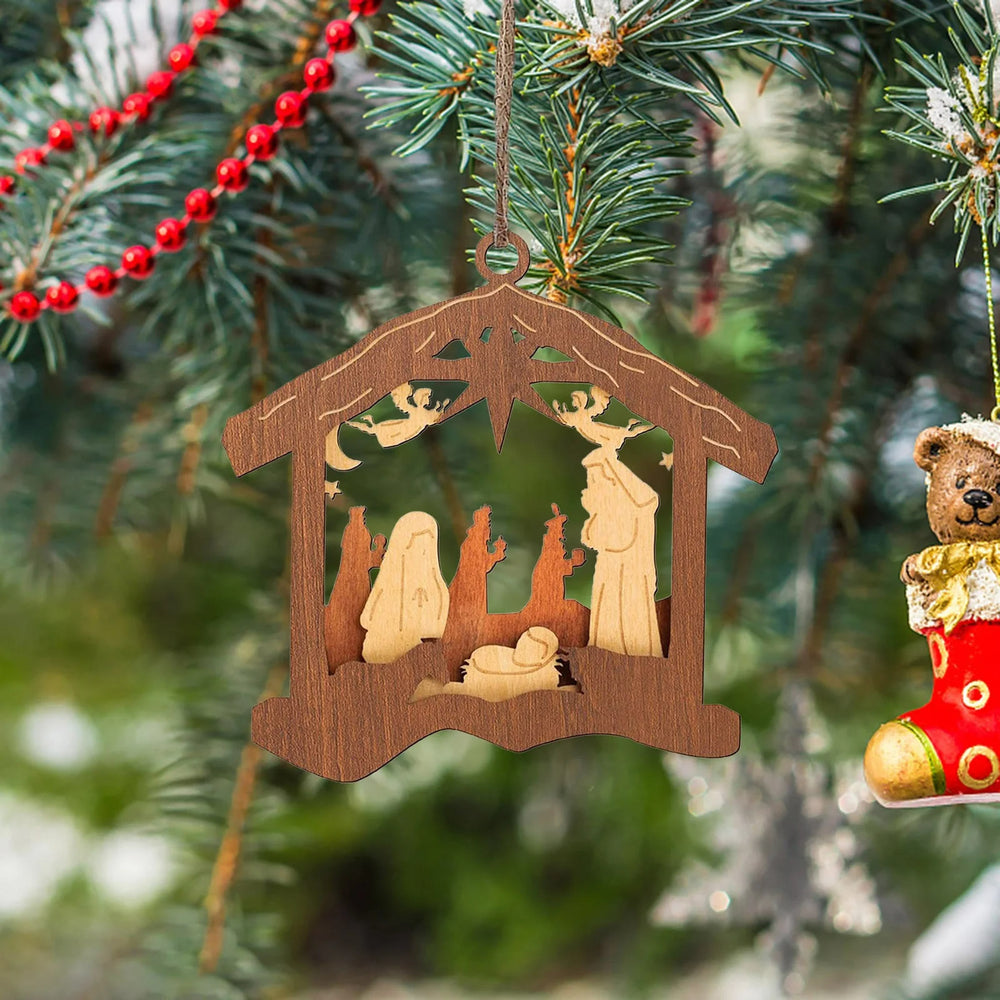 Christianartworkshop Classic Minimalist Style Nativity Scene Pendant Christmas Nativity Hanging Ornaments - image 1