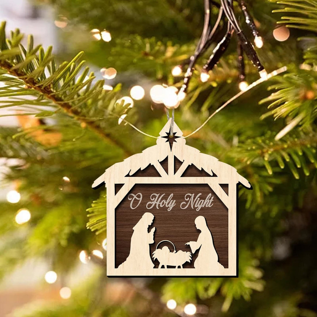 Christianartworkshop Rustic Minimalist Style Nativity Scene Pendant Christmas Nativity Hanging Ornaments - image 2