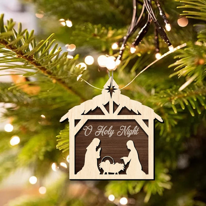 Christianartworkshop Rustic Minimalist Style Nativity Scene Pendant Christmas Nativity Hanging Ornaments - image 2