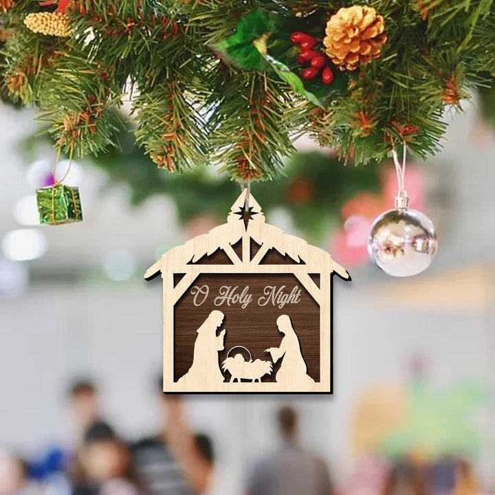 Christianartworkshop Rustic Minimalist Style Nativity Scene Pendant Christmas Nativity Hanging Ornaments - image 5