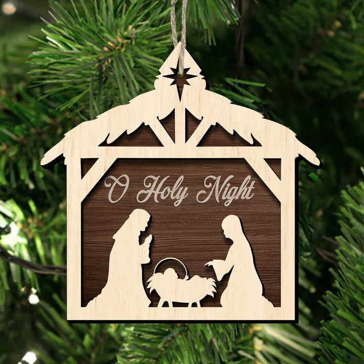 Christianartworkshop Rustic Minimalist Style Nativity Scene Pendant Christmas Nativity Hanging Ornaments - Nativity Scene - image 0