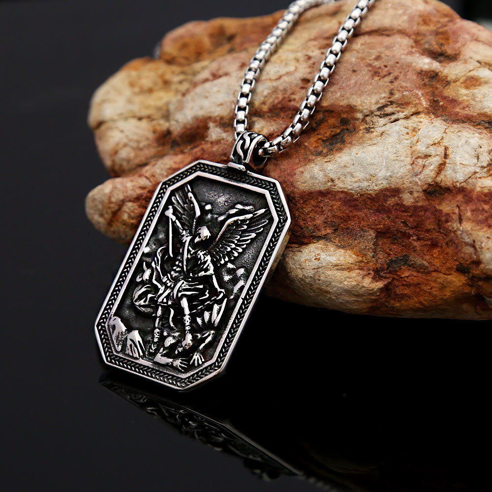 Christianartworkshop Classic Style St. Michael the Archangel Protection Stainless Steel Pendant Necklace - image 3