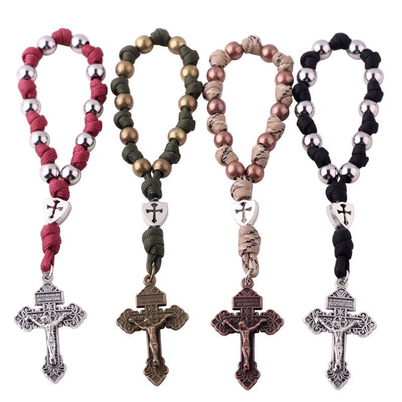 Christianartworkshop 4 Colors Paracord Handcrafted Pocket Rosary/Car Protection Hanging Pendant - image 1