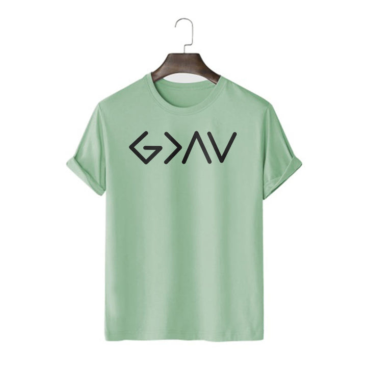 Christianartworkshop Minimalist Style Faith-Inspired God Is Greater Short Sleeve T-shirt - Light Green - 2XL - image 12