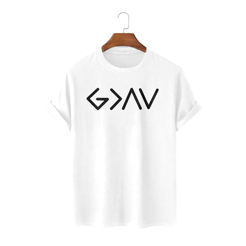Christianartworkshop Minimalist Style Faith-Inspired God Is Greater Short Sleeve T-shirt - White - 2XL - image 4