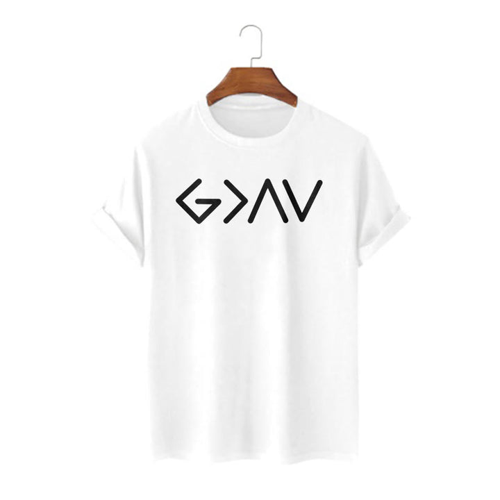 Christianartworkshop Minimalist Style Faith-Inspired God Is Greater Short Sleeve T-shirt - White - 2XL - image 4