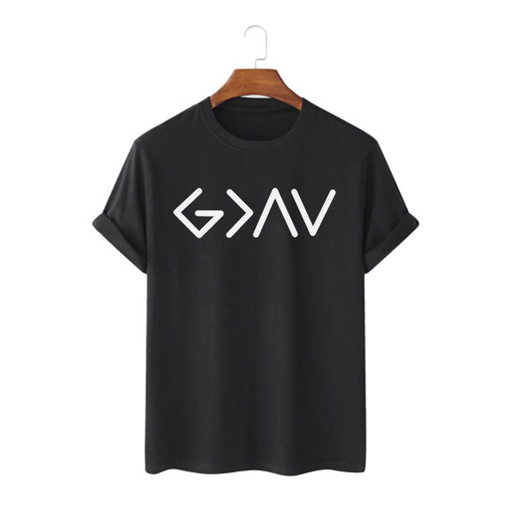 Christianartworkshop Minimalist Style Faith-Inspired God Is Greater Short Sleeve T-shirt - Black - 2XL - image 0