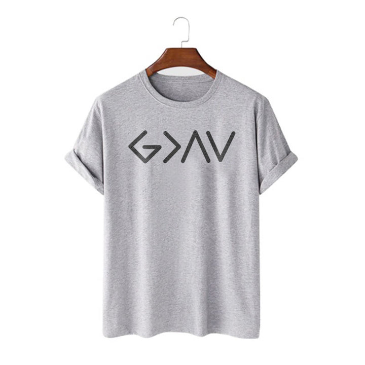 Christianartworkshop Minimalist Style Faith-Inspired God Is Greater Short Sleeve T-shirt - Grey - 2XL - image 18