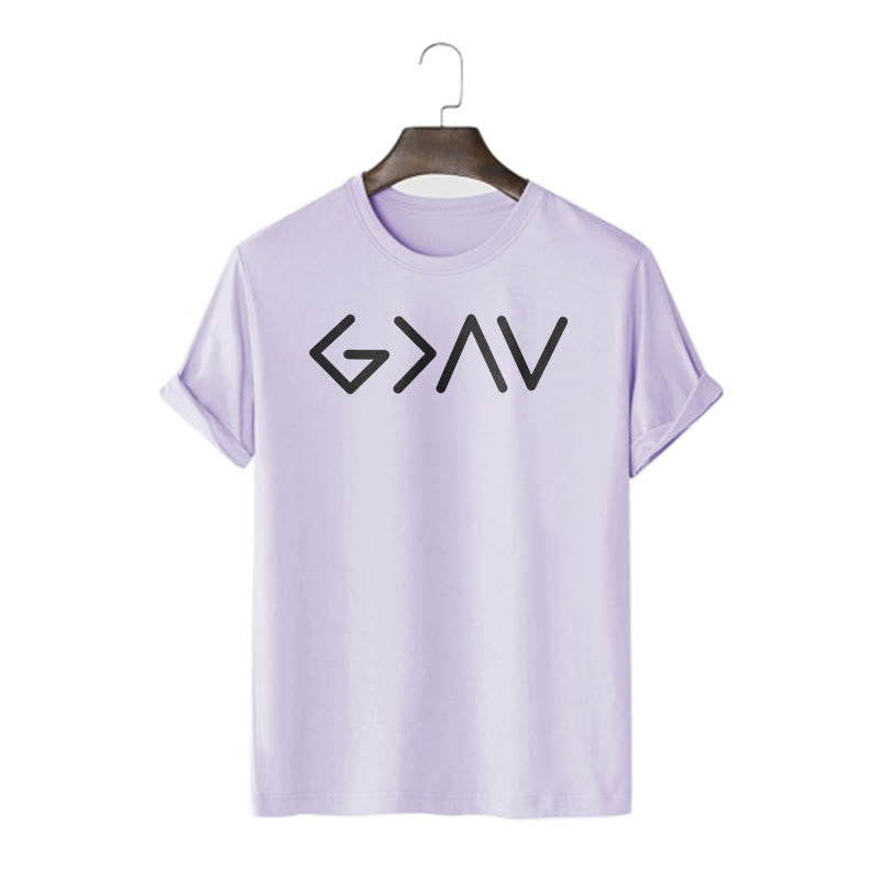 Christianartworkshop Minimalist Style Faith-Inspired God Is Greater Short Sleeve T-shirt - Purple - 2XL - image 15