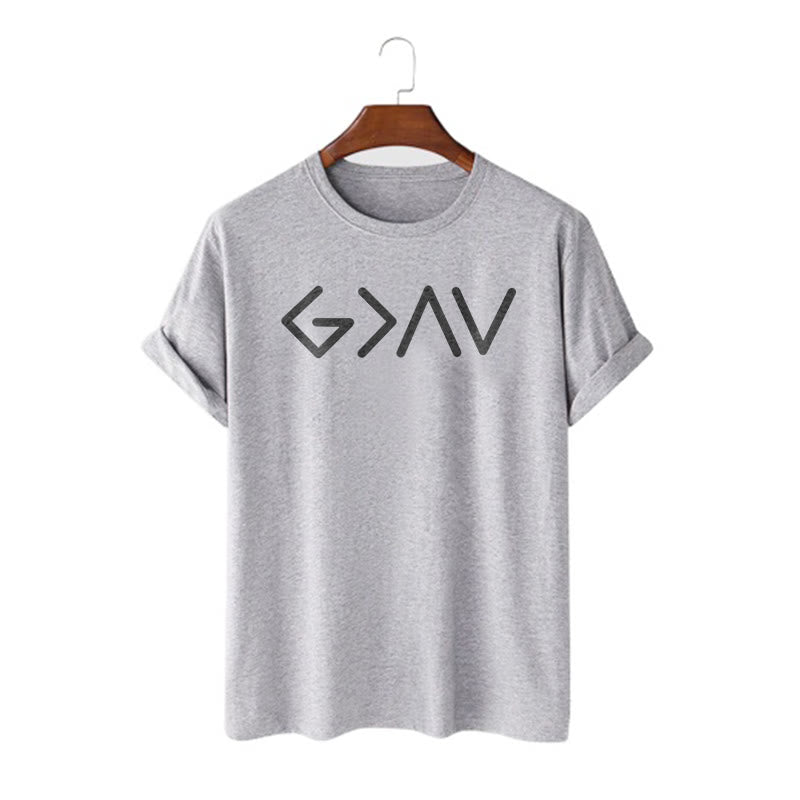 Christianartworkshop Minimalist Style Faith-Inspired God Is Greater Short Sleeve T-shirt - Grey - 2XL - image 19