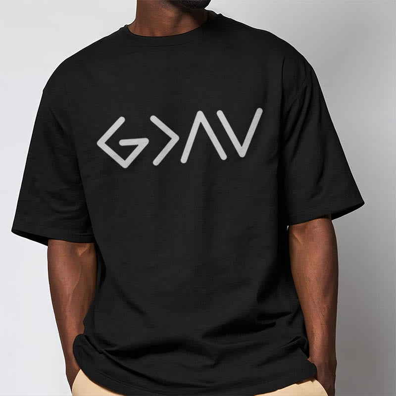 Christianartworkshop Minimalist Style Faith-Inspired God Is Greater Short Sleeve T-shirt - image 3