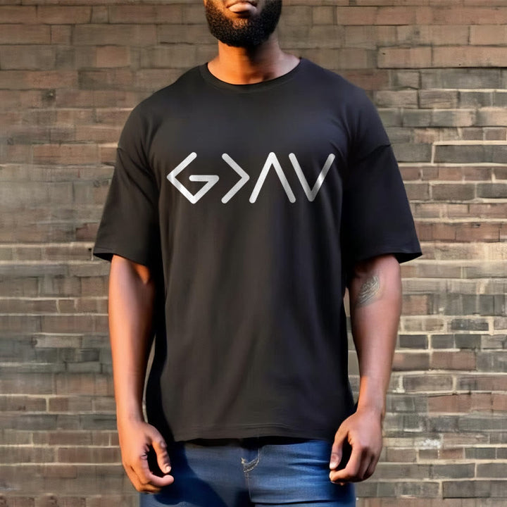 Christianartworkshop Minimalist Style Faith-Inspired God Is Greater Short Sleeve T-shirt - image 2