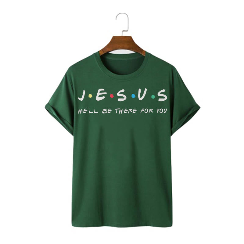 Christianartworkshop Modern Style Jesus He'll Be There For You Short Sleeve T-shirt - Dark Green - 2XL - image 8