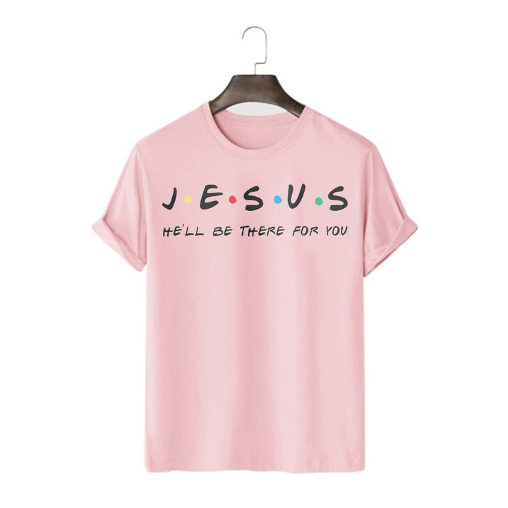 Christianartworkshop Modern Style Jesus He'll Be There For You Short Sleeve T-shirt - Pink - 2XL - image 12