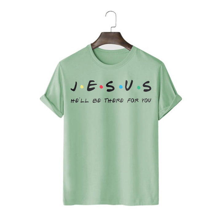 Christianartworkshop Modern Style Jesus He'll Be There For You Short Sleeve T-shirt - Light Green - 2XL - image 10