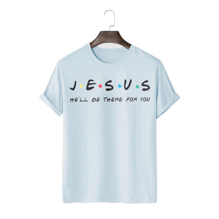 Christianartworkshop Modern Style Jesus He'll Be There For You Short Sleeve T-shirt - Blue - 2XL - image 16