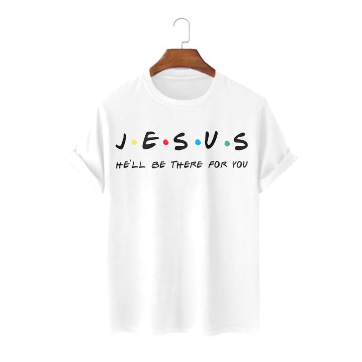Christianartworkshop Modern Style Jesus He'll Be There For You Short Sleeve T-shirt - White - 2XL - image 3