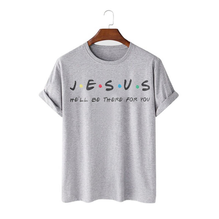 Christianartworkshop Modern Style Jesus He'll Be There For You Short Sleeve T-shirt - Grey - 2XL - image 17