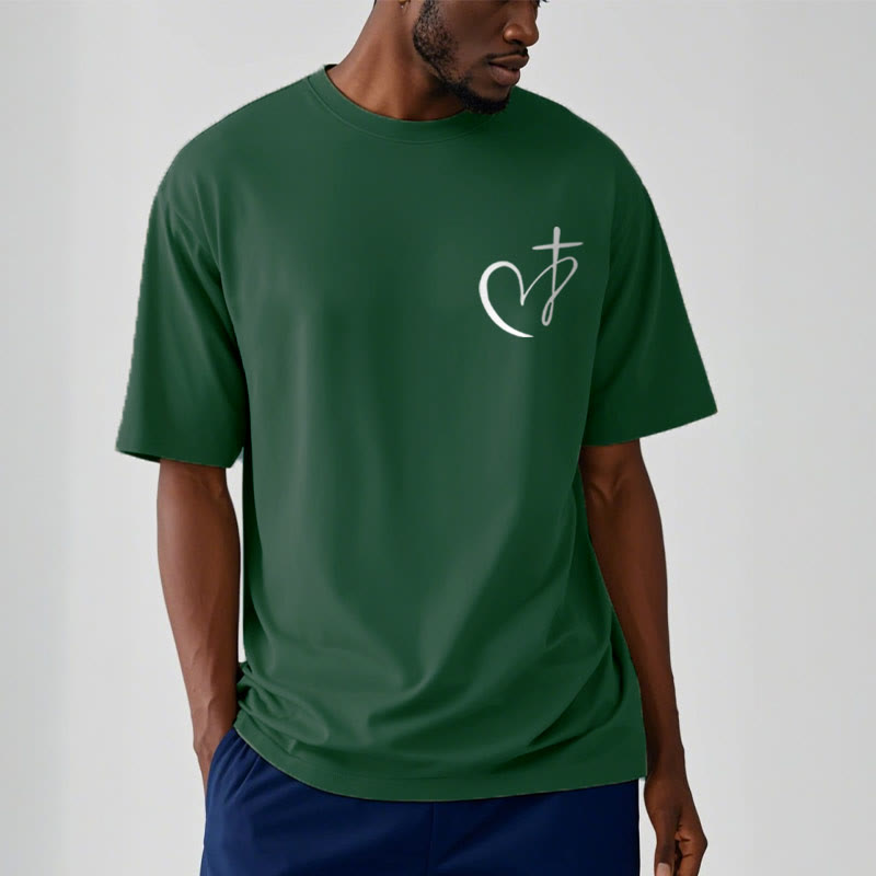 Christianartworkshop Minimalist Style Blessed Heart And Cross Short Sleeve T-shirt - image 7
