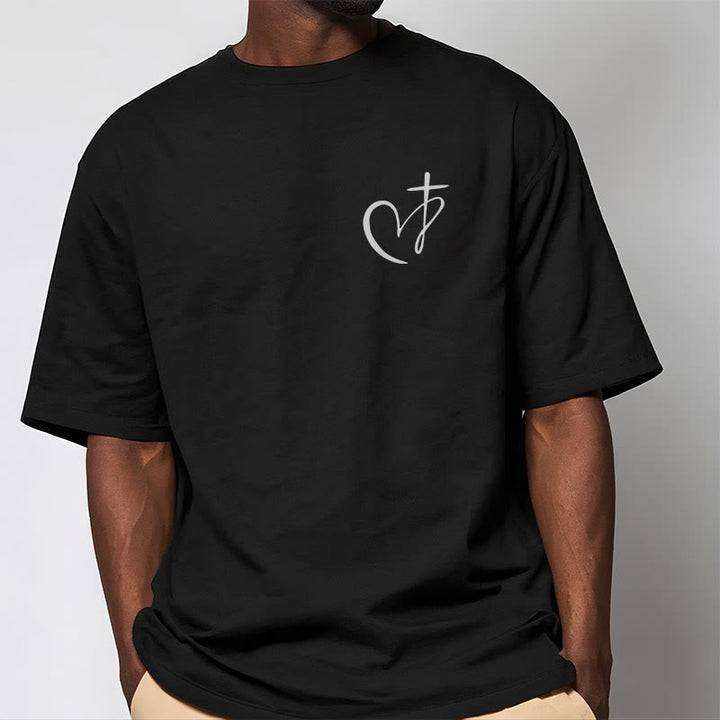 Christianartworkshop Minimalist Style Blessed Heart And Cross Short Sleeve T-shirt - image 4