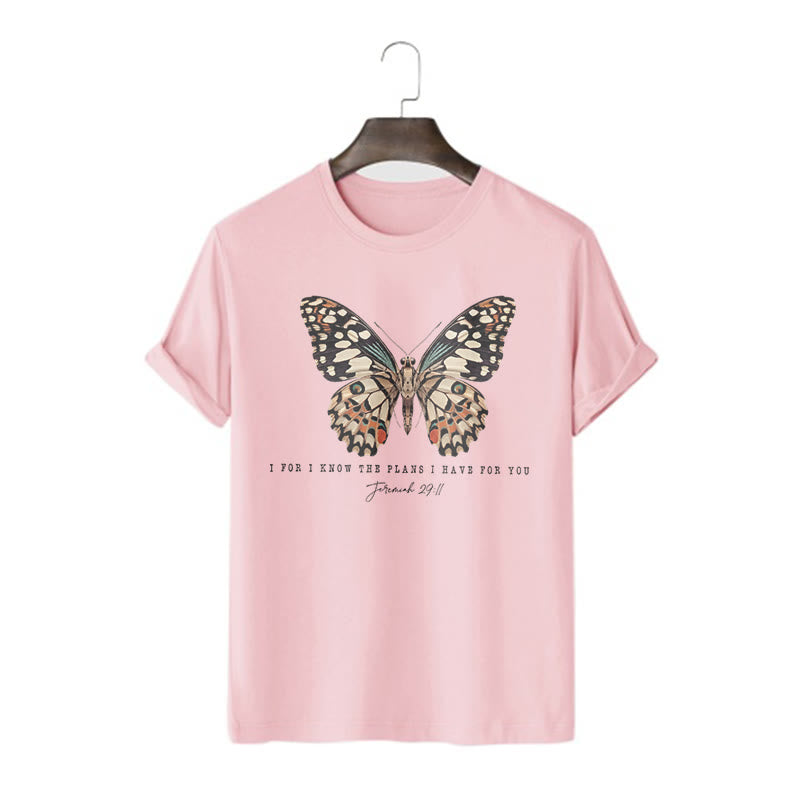 Christianartworkshop Modern Style Quote Butterfly Jeremiah 29:11 Short Sleeve T-shirt - Pink - 2XL - image 11